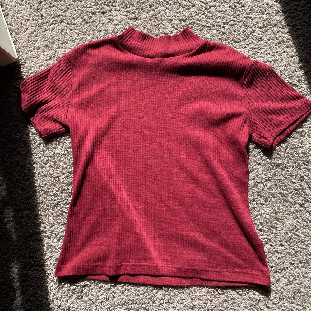 Ribbed high neck t-shirt